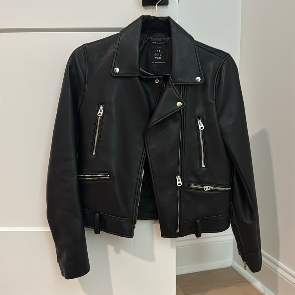 Zara Black Faux Leather Jacket XS